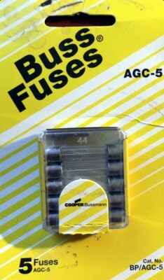 Box of 5 Buss Fuses: Catalog # BP/AGC-5, 5 amp Fast Acting: NEW/FREE SHIPPING