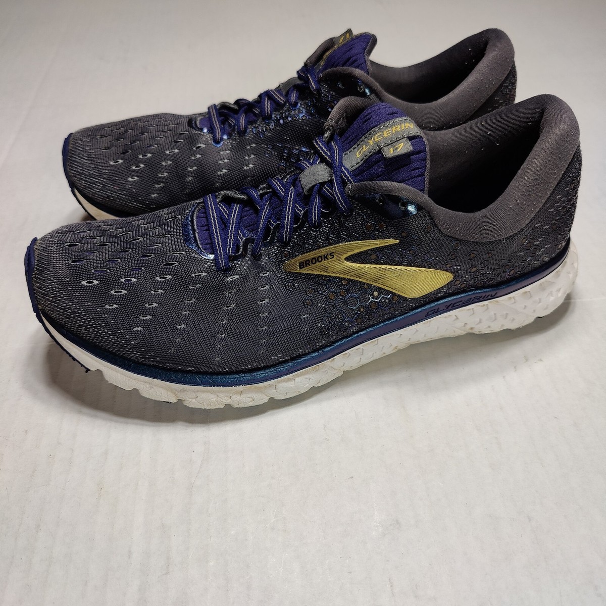 Brooks Glycerin 17 Men\'s Running Shoes Gray/Navy Blue/Gold Size 14 US D (Medium) Brooks Glycerin 17 – Fit2Run main image 4