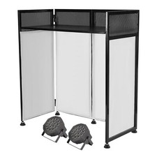 DJ Event Booth Facade with LED Lights, Portable Table  Adjustable Scrims