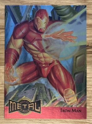 MARVEL METAL CHROME CARD IRON MAN MINT GEM METAL BLASTER #7/18