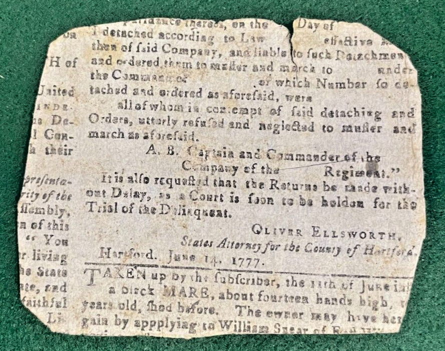 Hartford 6/14/1777 Newspaper Front & Back previously joined 2 Halves of