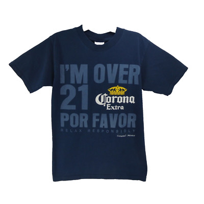 Corona Extra Shirt Adult S Blue Front Graphic Logo Short Sleeve Cozumel Mexico