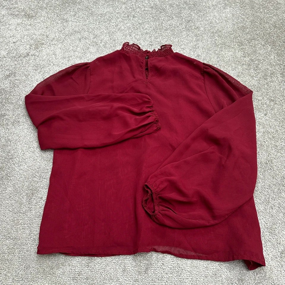 Blusa túnica Aqua By Bloomingdale's para mujer mediana roja cuello falso manga larga Foto 2 de 4