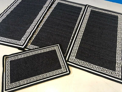 RUGWORLD X SET 4 TAPPETINI/TAPPETI ANTISCIVOLO ZINGARI ROMANI NERO/BIANCO STUPENDI