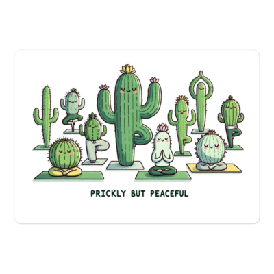 Cute cactus doing yoga Bubble-free stickers