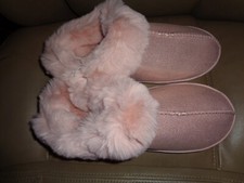 LC Lauren Conrad Women's Pink Shimmer Faux Fur House Slippers Size XXL 10 11