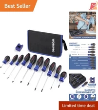 10-Piece Magnetic Screwdriver Set Chrome Vanadium Steel with Pouch for DIY Re...
