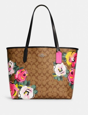 coach tote with roses