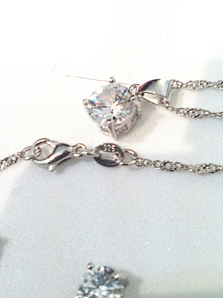 Parure Donna Collana SWAROVSKI ORIGINALI P Argento 925 Cristalli Sposa Gioielli  - Immagine 4 di 4