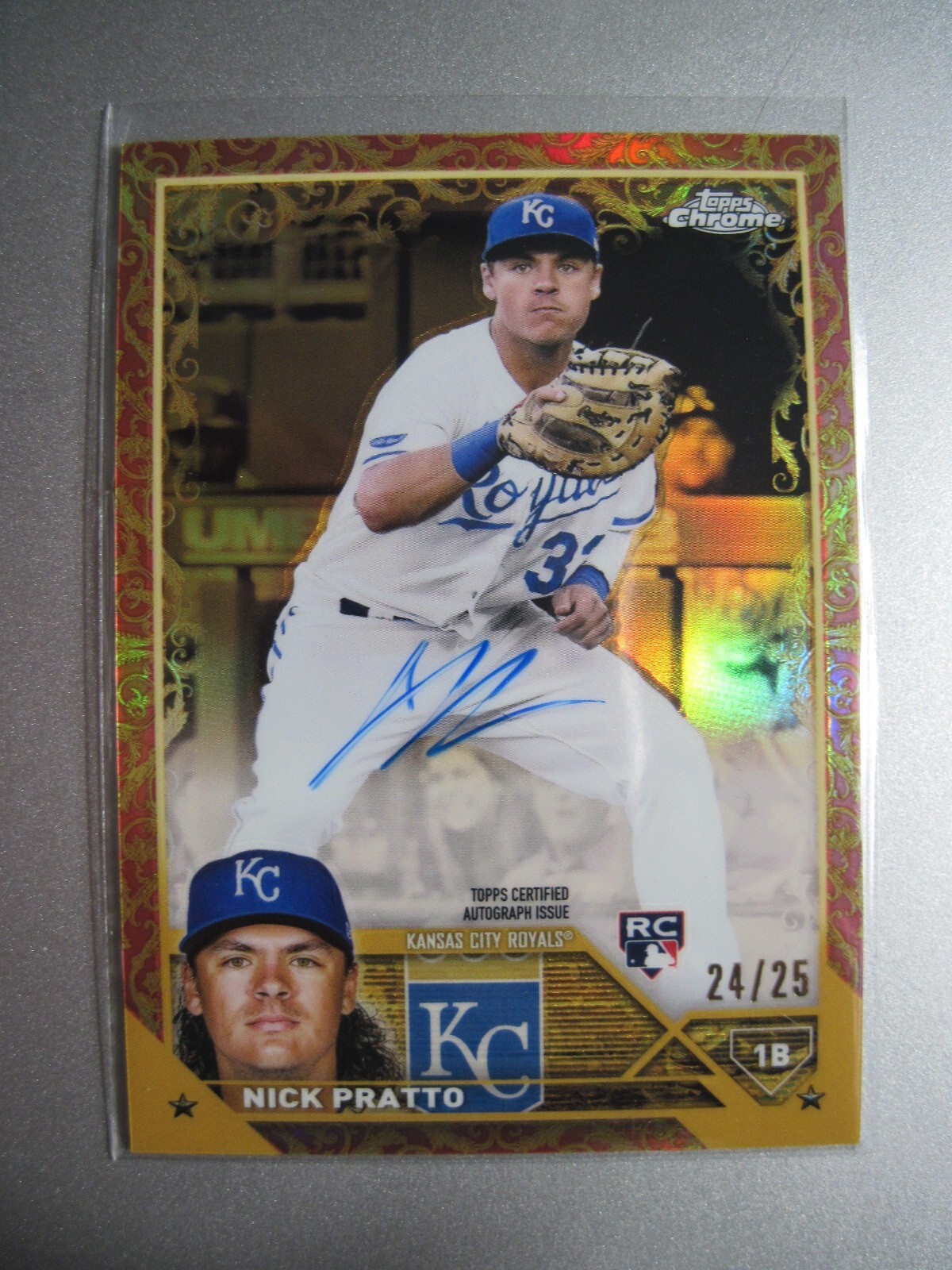 2023 Topps Chrome Gilded Gold Etch Auto Rose Gold Refractors #CGA-NP Nick Pratto