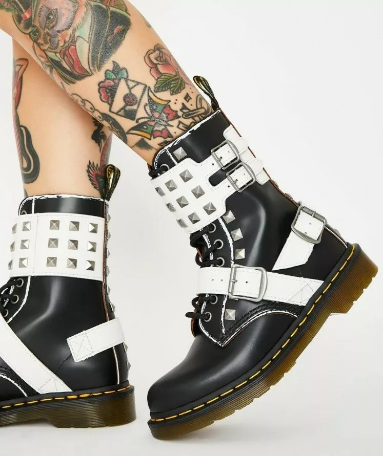 White studded doc martens 2025