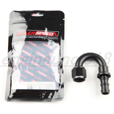 180 Degree AN10 -10AN Fuel Oil Line Push-on Hose End Fitting Aluminum Black US.