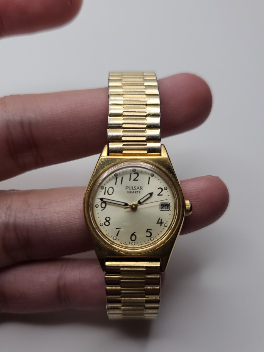 Vintage Pulsar Gold Toned Watch Stretch Band New Battery | eBay
