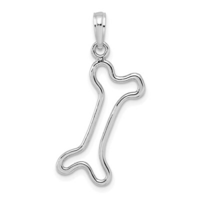 10K Weißgold Hundeknochen Charm Halskette Anhänger