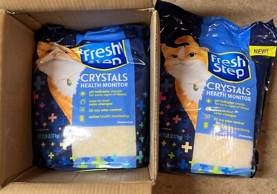 2 New Fresh Step Crystals Health Monitoring Cat Litter Unscented 14 lbs total