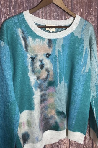 LAURA WALCOTT Llama farm sweater size 