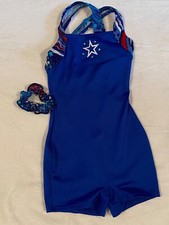 Axis Activewear Unitard Girls Size Child's Int Stars  Stripes W/Scrunchie