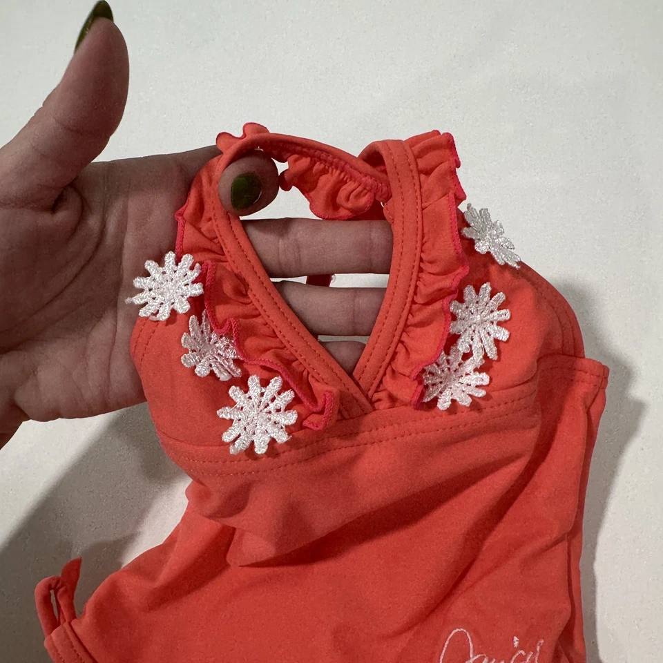 Baby Juicy Couture Girls Swim Suit Swimwear Size 3-6 Months Ruffles Orange - Image 3 of 4