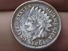 1864 Copper Nickel CN Indian Head Cent Penny- Fine Details, Partial LIBERTY