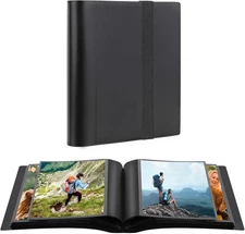 (Free Duty Tax) Aevdor 5x7 Photo Album Holds 64 Photos Black Inner Pages wit