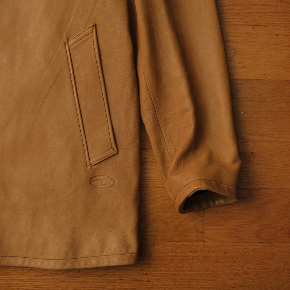 Diesel L-Nico Chaqueta de Cuero Piel de Cordero Tostada Unisex Talla 50 EE. UU. M/L Marrón Ropa de Calle Foto 3 de 4