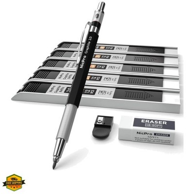 2.0 mm Mechanical Pencil Set, Artist Metal Lead Holder Metal Marker Carpenter...
