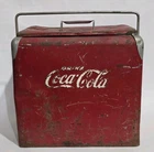 VTG 50s Drink COCA-COLA  Red Metal Cooler Progress Refrigerator Co USA