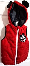 Disney Junior 4T Red Sleeveless Zip Front Puffer Hoodie Vest