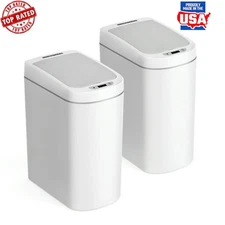 Gallon Trash Can Plastic Motion Sensor Bathroom Trash Can White Indoor Use New