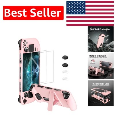 Pink Steam Deck Case with Kickstand & 4 Grips - Complete Protection