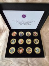 12 QUEENS PLATINUM JUBILEE 24ct GOLD PLATED -- £5 COIN -- with Certificate
