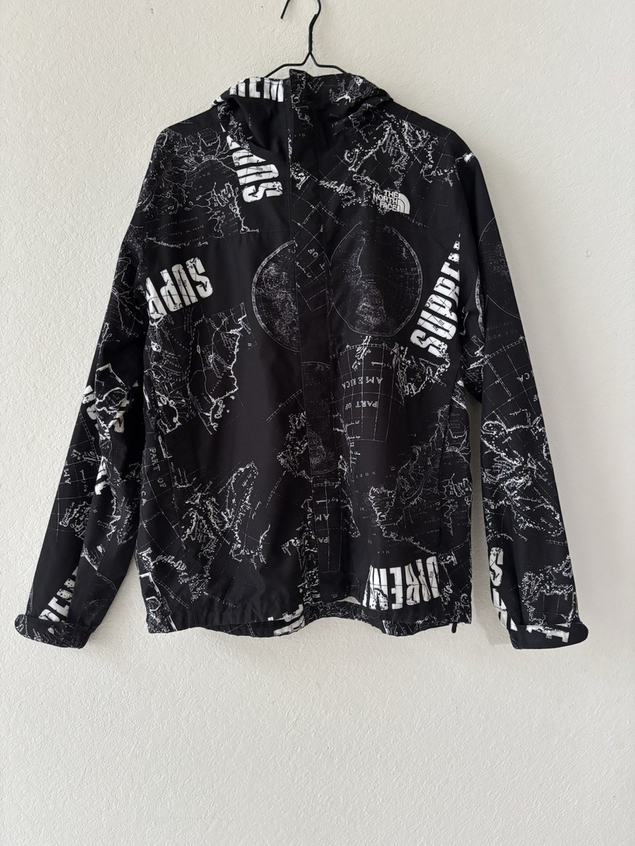 Supreme x The North Face Map Print Hooded Windbreaker Jacket Black