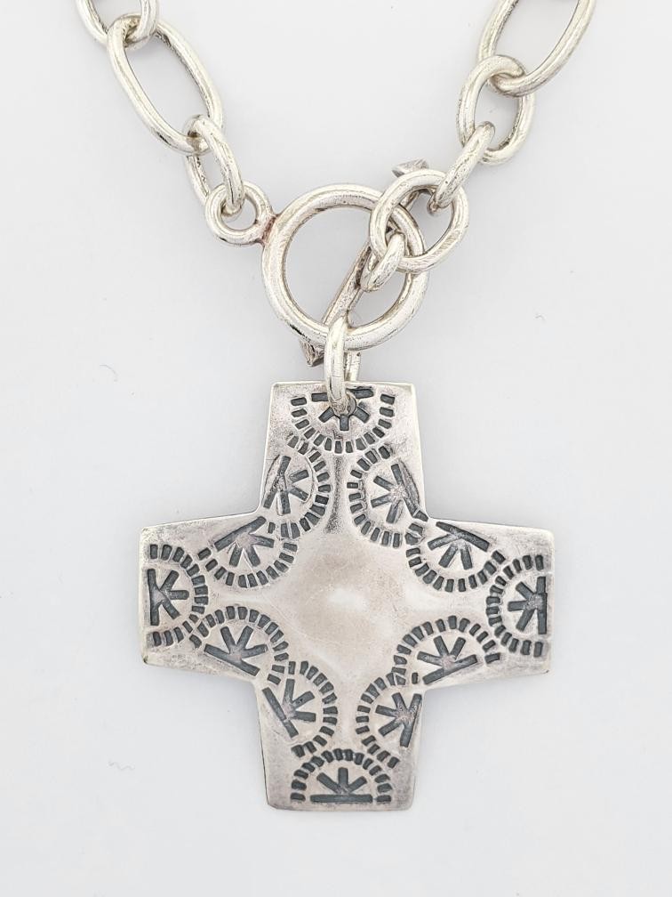 Cross Toggle Necklaces Solid 925 Silver (AP114676… - image 3