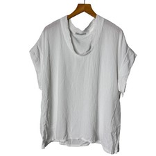 Cut Loose Crinkle Check Short Sleeve Cowl Top White USA Made Size XL Minimalist