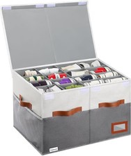 Shoe Organizer for Closet, Foldable Shoe Storage Bins with Lid Adjustable Divi