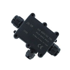 IP68 Waterproof 3-Way Junction Box Outdoor Cable Connector - Black 1/2 Pack