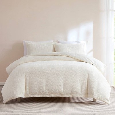Off White Boucle Duvet Cover Full Queen 3 Piece Bedding Textured Set