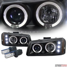 6k Hid Xenonblack Led Halo Projector Headlights For 03-06 Chevy Silverado Truck