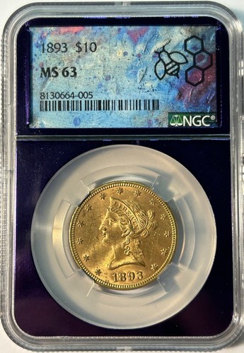 1893 $10 Gold Liberty Head Eagle NGC MS63 Purple Core