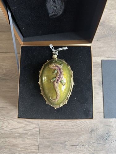 jay strongwater Salamander Jeweled And Crystal Egg Shaped Christmas Ornament