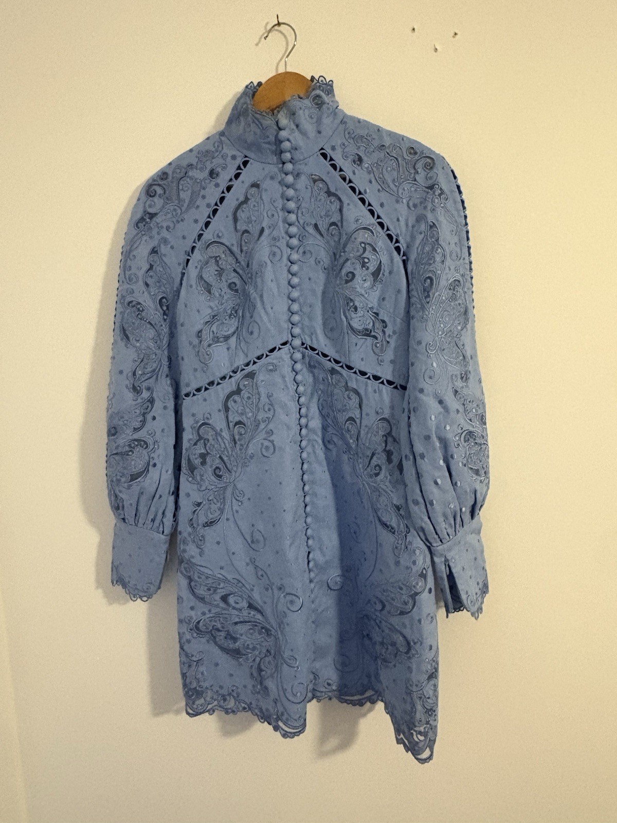 Zimmermann Super Eight Embroidered Mini Dress Size 1 / AU 10 / US 6 Cornflower