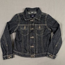 GAP KIDS Denim Jean Jacket Girls Blue Snap Front Size Small 6-7 Trucker EUC