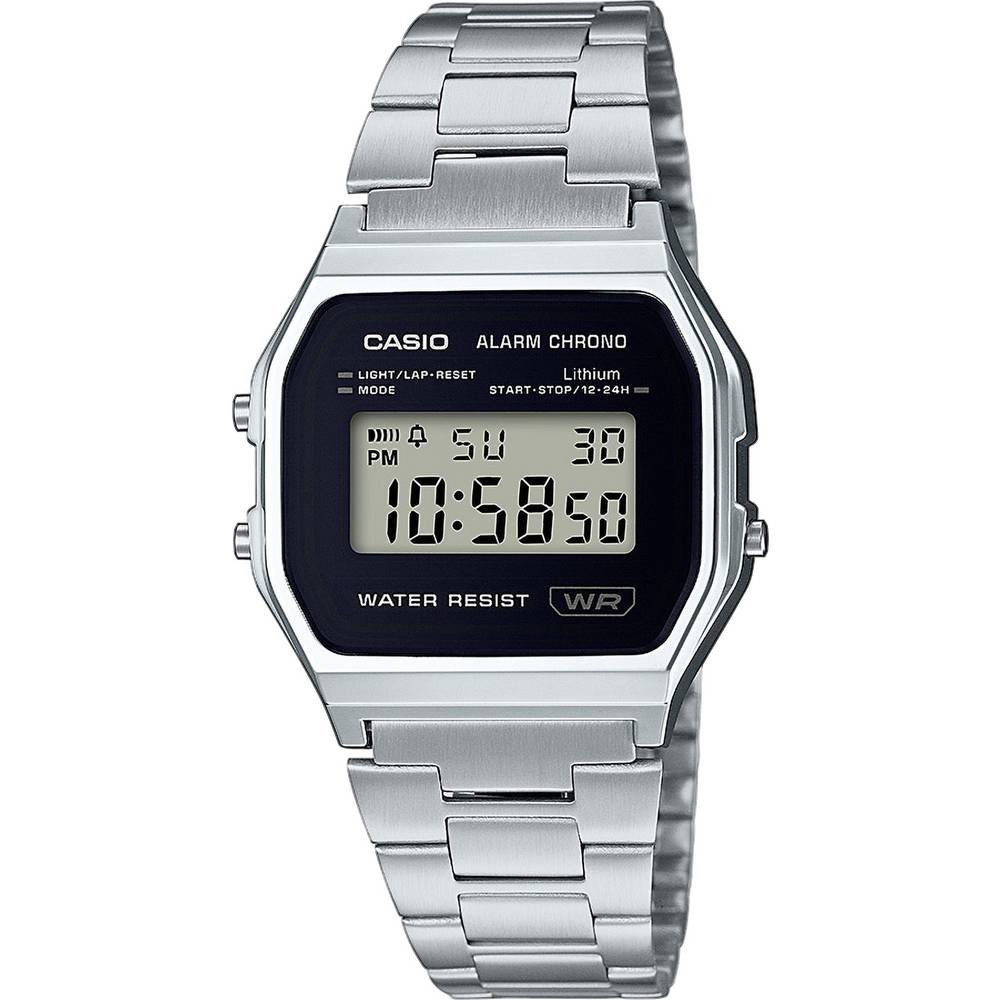 Montre Casio A158WEA-1AEF argentée avec cadran digital et bracelet acier