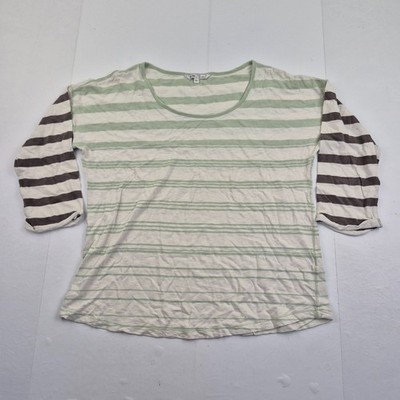 FAT FACE Top 14 Grün Damen Langarm Rundhals gesticktes Logo 100% Baumwolle