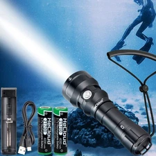 Scuba Diving Flashlight Underwater 394ft Waterproof LED Dive Torch Flashlights