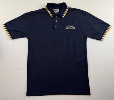 Vintage NASCAR Select NAPA Batteries Polo Shirt Men s Large Navy Blue Striped