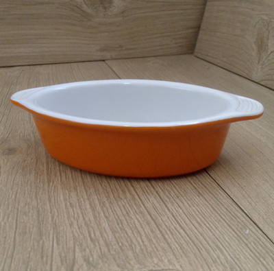 Berndes orange weiß oval Gratin Auflaufform Bräter 20 cm x 11 cm Ösen