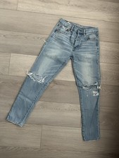American Eagle High Rise Distressed Jeans Button Fly Light Wash Size 00
