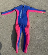 Vintage O'NEILL Option Pink Blue 3/2 MM Full Wetsuit Size Zipper USA Made
