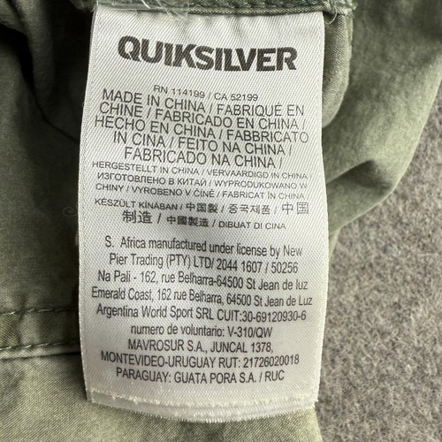 Quiksilver Parka Jacket Mens Large Green Sherpa Lined Fishtail Hood Bremer Land - Picture 10 of 14